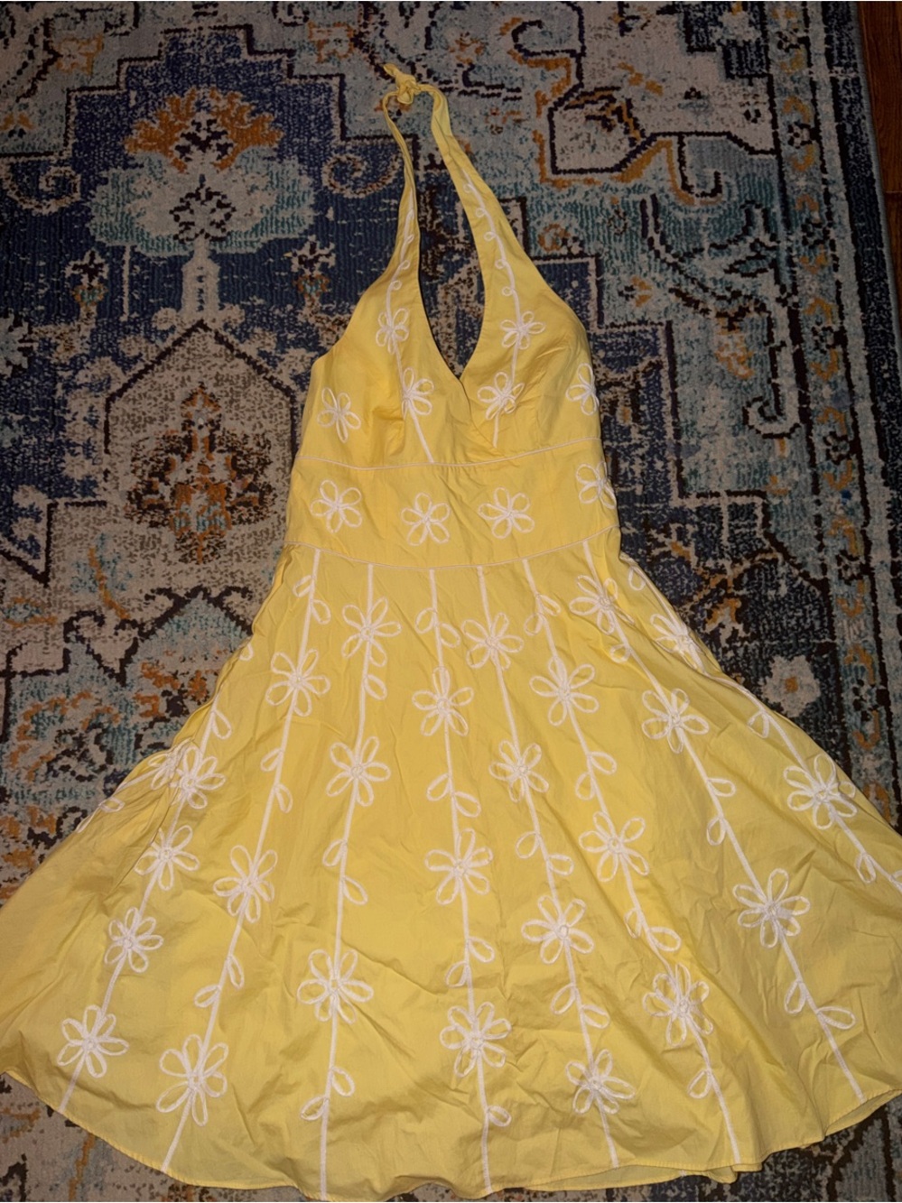 Lilly Pulitzer Yellow Halter Floral Embroidered Sundress